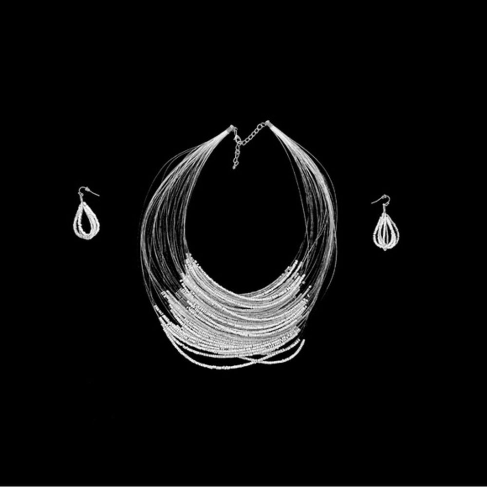 JEWELRY BOXED SET | Elegant Modern Style Multi-Strand Necklace & Earrings
